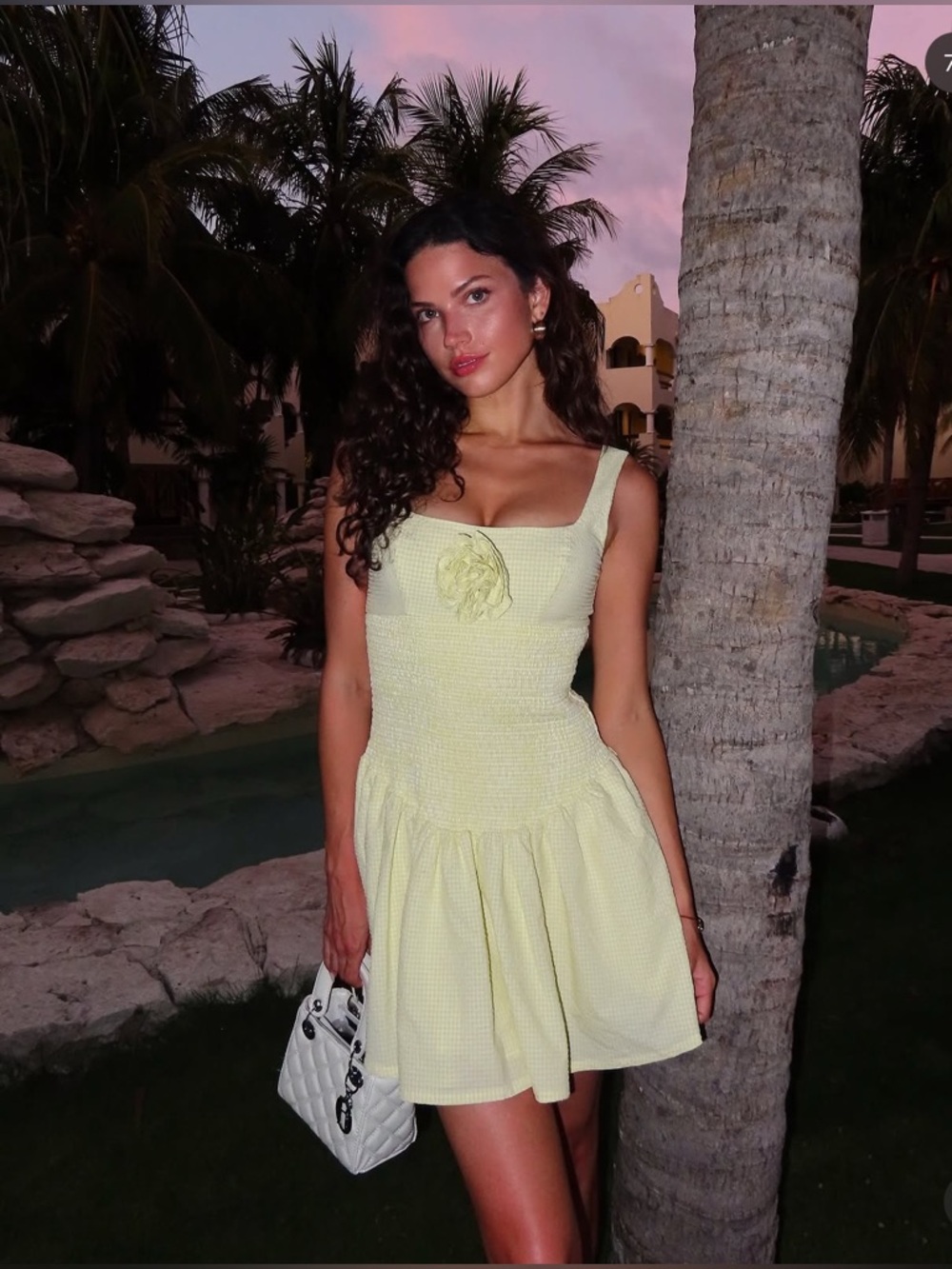 Anthropologie Maeve Smocked Rosette Drop-Waist Mini Dress XS Yellow Gingham